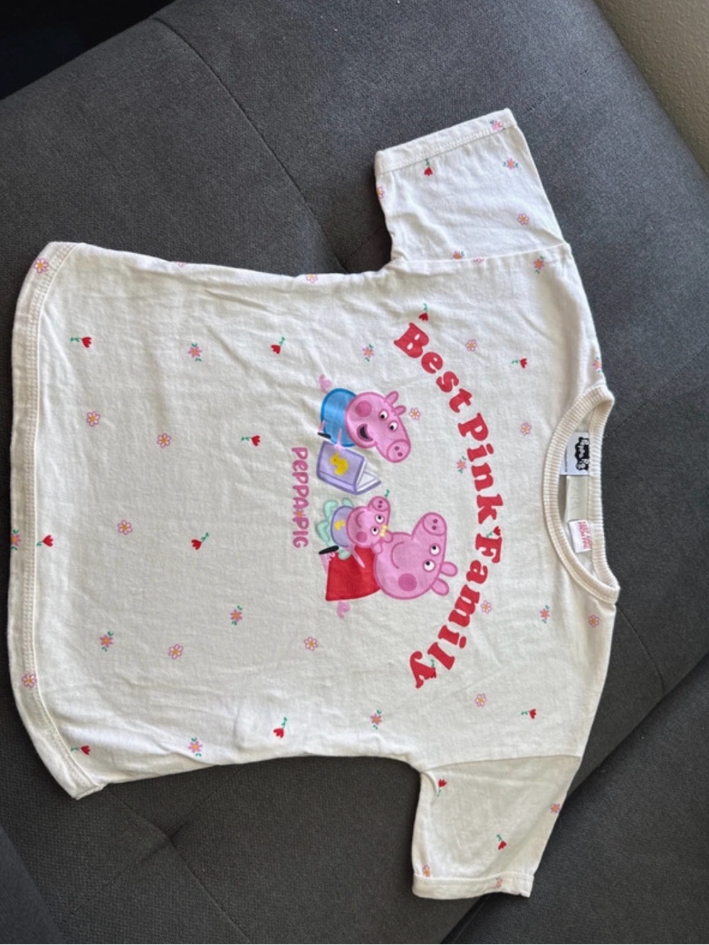 Zara cream  Kids Tee with Pink Peppa Pig Graphic